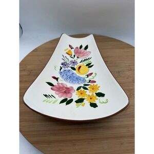 Vintage Stangl Fruit and Flowers Pattern Curved Fruit Dish MCM